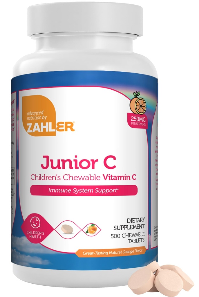 子供のためのZahlerジュニアCアドバンストChewable - おいしいオレンジ味 - コザール子供用免疫 - ビタミンCChewable抗酸化剤 - (500カウント)