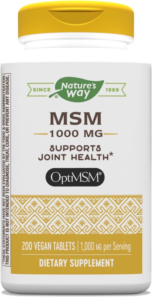 Nature's Way MSM 1000mg - 共同健康サプリメント* - Methylsulfonylmethane - グルテンフリー&ビーガン - 200 タブレット