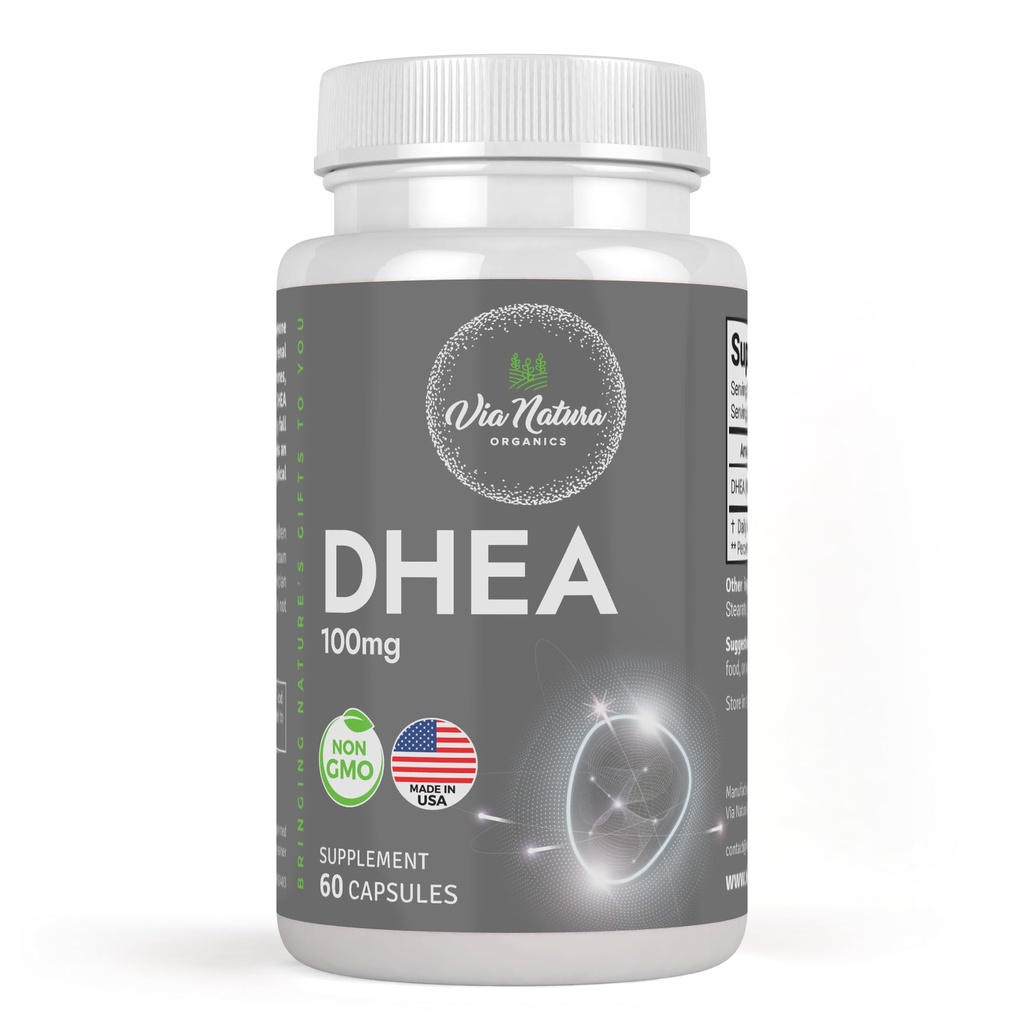 DHEA 100mg | 非GMO | グルテンフリーサプリメント | 60カプセル