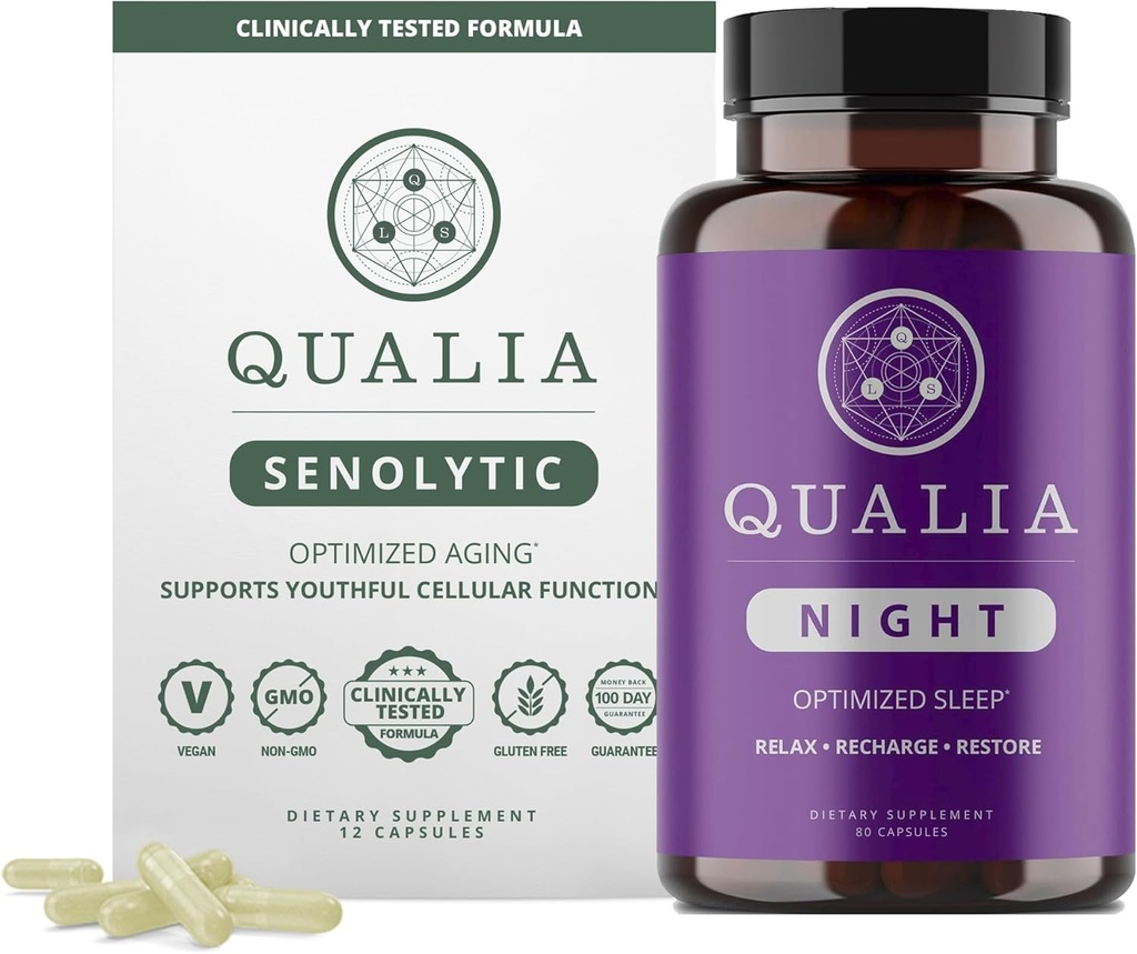 Qualia ライフサイエンスバンドル Qualia Night & Qualia Senolytic, ディープリフレッシュ睡眠と最適な細胞修復のためのサイエンス・バックサプリメント