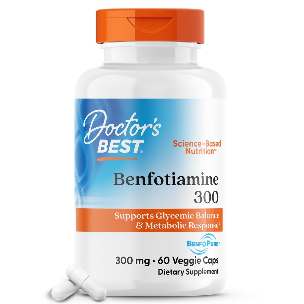 BenfoPureと医師のベストBenfotiamine 300、ヘルシーなグルコース代謝を維持するのに役立ちます、非GMO、ビーガン、グルテンフリー、大豆フリー、300mg、60ベジギーキャップ