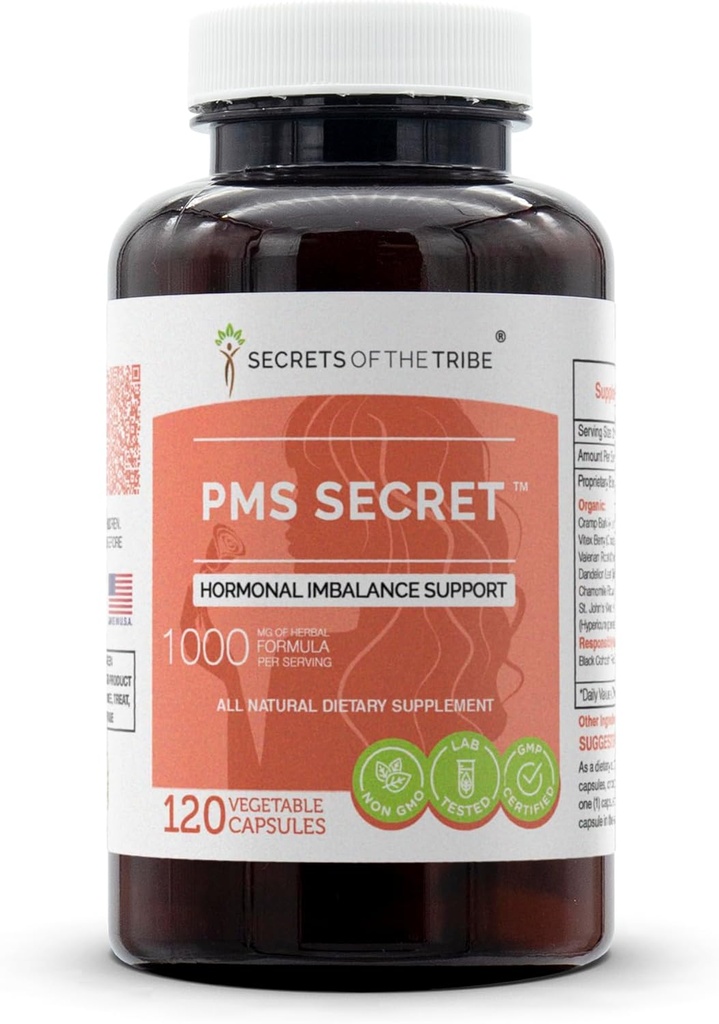 PMS の秘密 120 のカプセル、1000 の mg、黒い Cohosh、Cramp、Valeian、Dandelion、Chamomile、St. John's の麦汁。 ホルモン不均衡サポート(120カプセル)