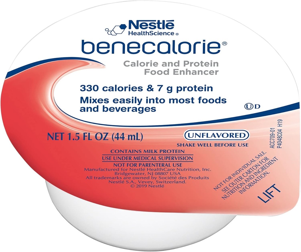 Benecalorie Calorie and Protein Enhancer - Unflavored (330 Calories, 7g Protein) - 1.5 fl oz Cups, 24 Pack
