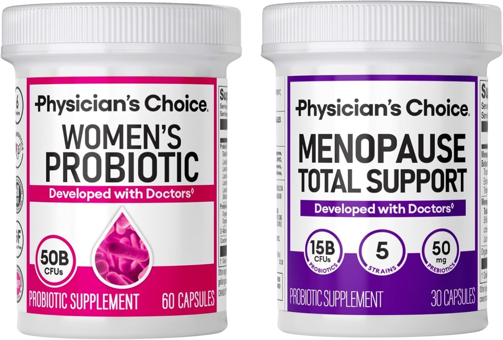 Physician's CHOICE Total Womens Menopause Support Bundle - Womens Probiotic 60ct + Menopause Probiotic 30ct