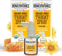 HoneyWorks Kids Throat Spray for Sore Throat Relief, 1 Oz (Pack of 2) Soothing Non-GMO USDA Organic Dark Honey + Zinc, Fast-Acting Relief, 12 Months+