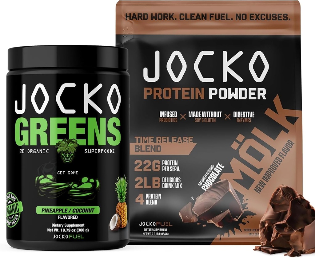 Jockoの燃料2のパックの束-Jockoの緑の粉+チョコレートMölk蛋白質の粉