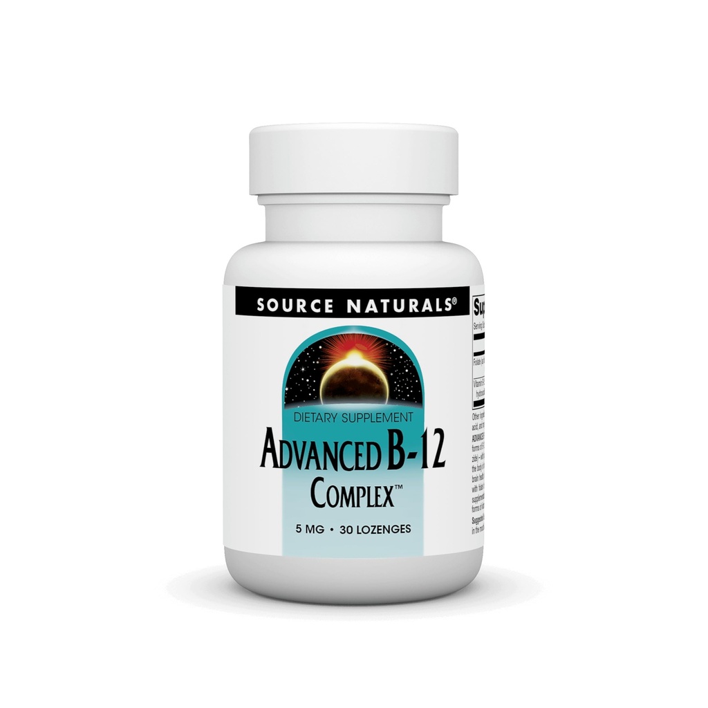 源の自然なプロダクト イメージの高度 B-12 の複合体は、正常な葉酸 Metabolism*、5 MG - 30 の Lozenges を促進します