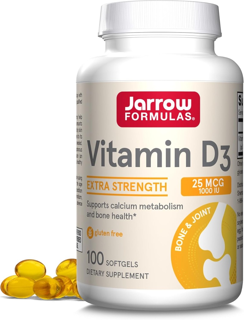JarrowフォーミュラビタミンD3 25 mcg、栄養補助食品、骨と関節、免疫健康とカルシウム代謝のためのサポート、100 Softgels、100日の供給