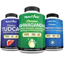Nutrivein Premium TUDCA、Berberine Supplements、Ashwagandha Supplements Bundle:High-Absorption Berberine Complex、Ashwagandha Root Extract、Detox、Vitality&Well-Being用のTUDCA