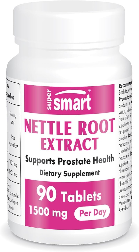 Supersmart - Nettle Root Extract 1500 mg/日 - Nettle Root - 健康な尿路をサポート - 男性用前立腺サプリメント | 非GMO - 90錠。