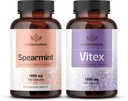 HERBAMAMA SpearmintとVitexキット - 1000 mgのSpearmintリーフ&Vitex Chasteberryカプセルのバンドル - ビーガン、非GMO、ゼラチンフリー - 2パック
