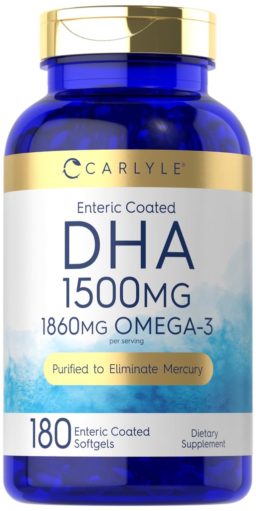 カーライル DHA サプリメント 1500mg | 180 Softgels | Omega-3 サプリメント | 非GMO、グルテンフリー