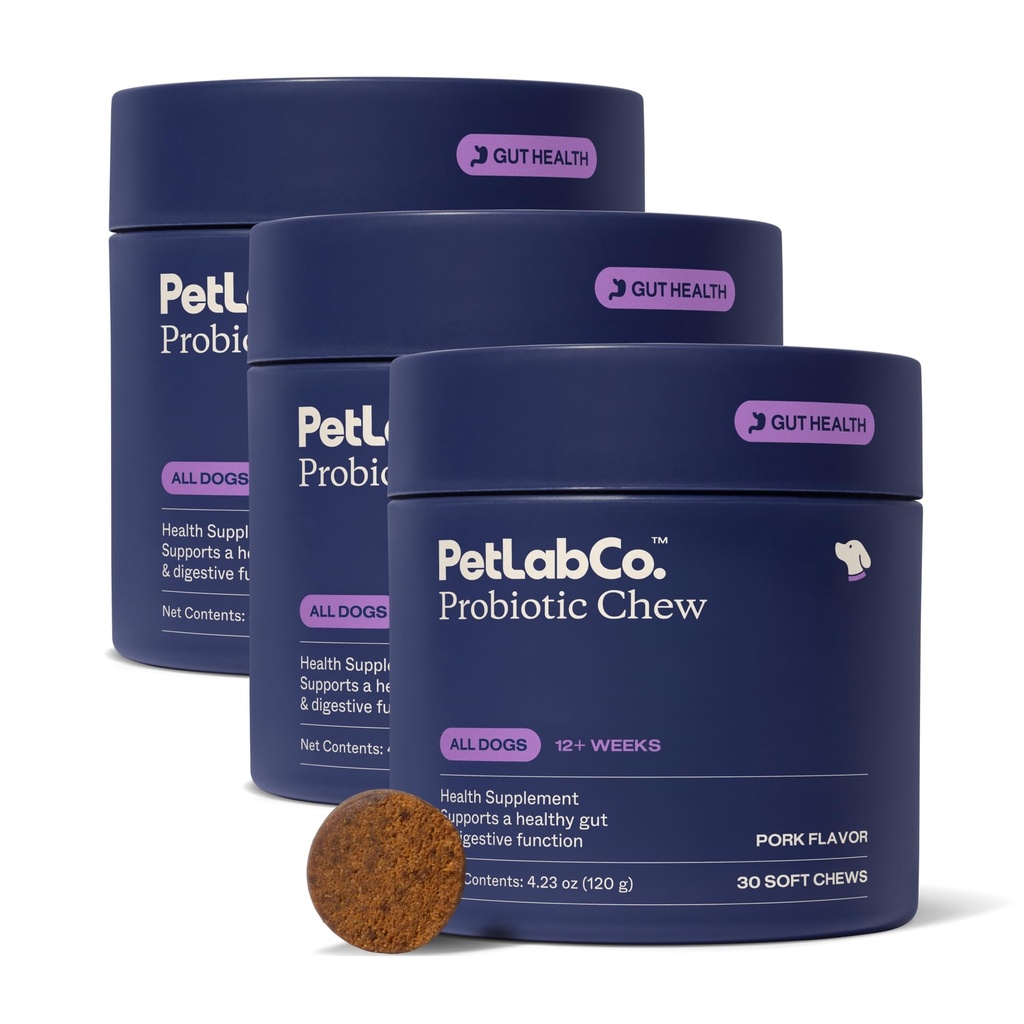PetLab Co. 犬のためのプロバイオティクス, サポート腸の健康, 時折糖尿病, 消化の健康 & 季節のアレルギー - ポーク風味 - 30 柔らかい咀嚼 - 包装 5 月 Vary (品種 3- パック)
