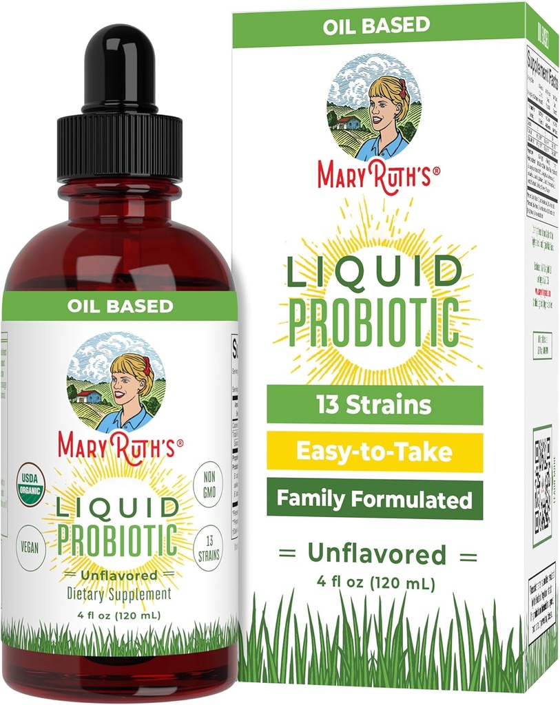 MaryRuth Organics USDA Organic Liquid Probiotic | Digestive Health | Gut Health | Probiotics for Women | Probiotics for Men | Probiotics for Kids | Acidophilus Probiotic | Non-GMO | 40 Servings