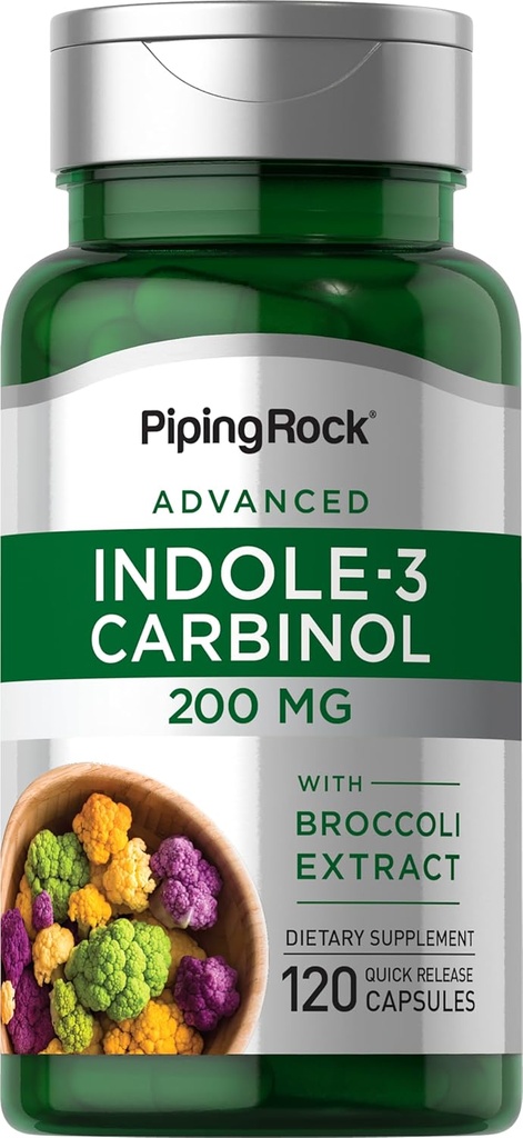 Piping Rock Indole 3 Carbinol | 200mg | 120 Capsules | I3C with Broccoli Extract | Non-GMO, Gluten Free Supplement