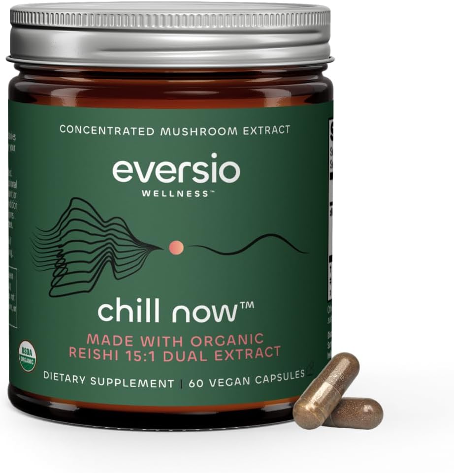 CHILL Now Organic Reishiキノコサプリメント - 15:1 Reishi 60ビーガンカプセル(250mg)のデュアルエキス