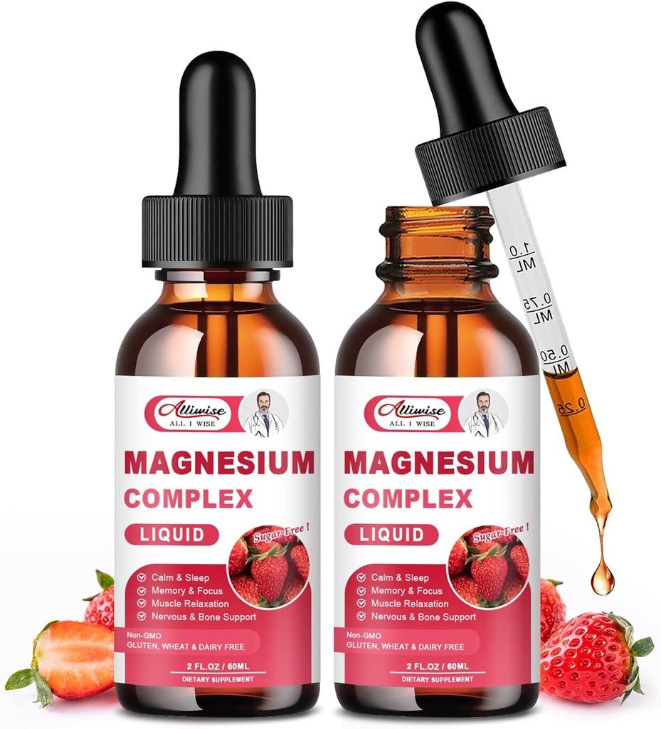 2 パック トリプル マグネシウム複合液 マグネシウム グリシナート 500 mg とブレンドをドロップします。, マックス バイオ 可用性のマレートとタウレート | 高吸収 | ビーガン, 非 GMO | 神経, リラックス, 筋肉 & 睡眠