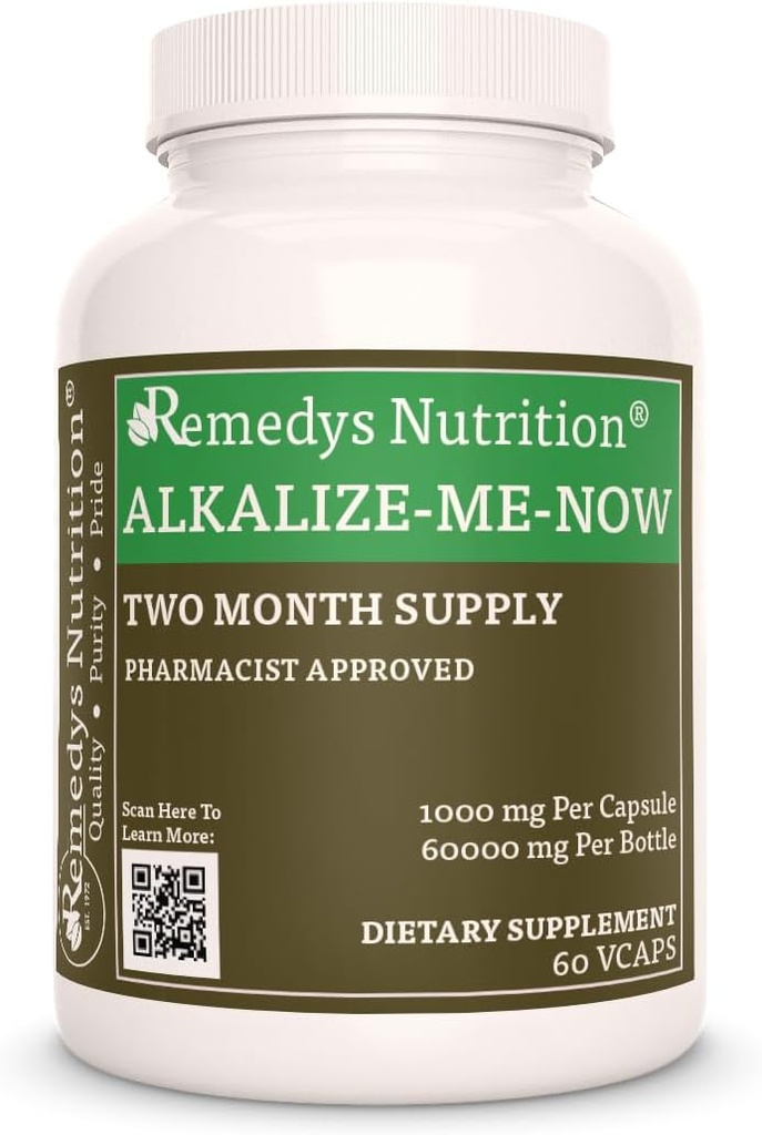 Remedyの栄養はMe Nowをアルカライズします | 1,000 mg, 60 ビーガンカプセルハーブサプリメント | 2ヶ月の供給