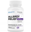 ピュアゲン ラボ アレルギー救済, Fexofenadine 180mg, 100錠 – 24 時間非眠症抗ヒスタミン薬 Runny Nose, Sneezing, Itchy, Watery Eyes - アメリカ製