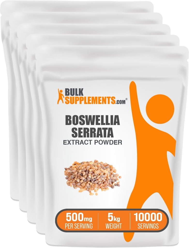BulkSupplements.comボスウェリアセラタエキスパウダー - フランキンセンス樹脂、ボスウェリアセラタパウダー - ハーブサプリメント、グルテンフリー、500mg/サービング、5kg(11ポンド)(パッケージ 5)