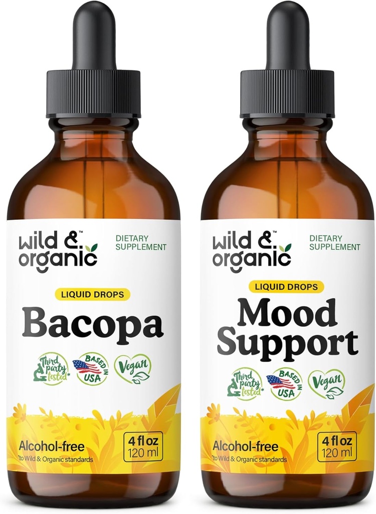 ワイルド&オーガニックBacopa Tincture 4 fl oz & Mood Support Tincture 4 fl oz