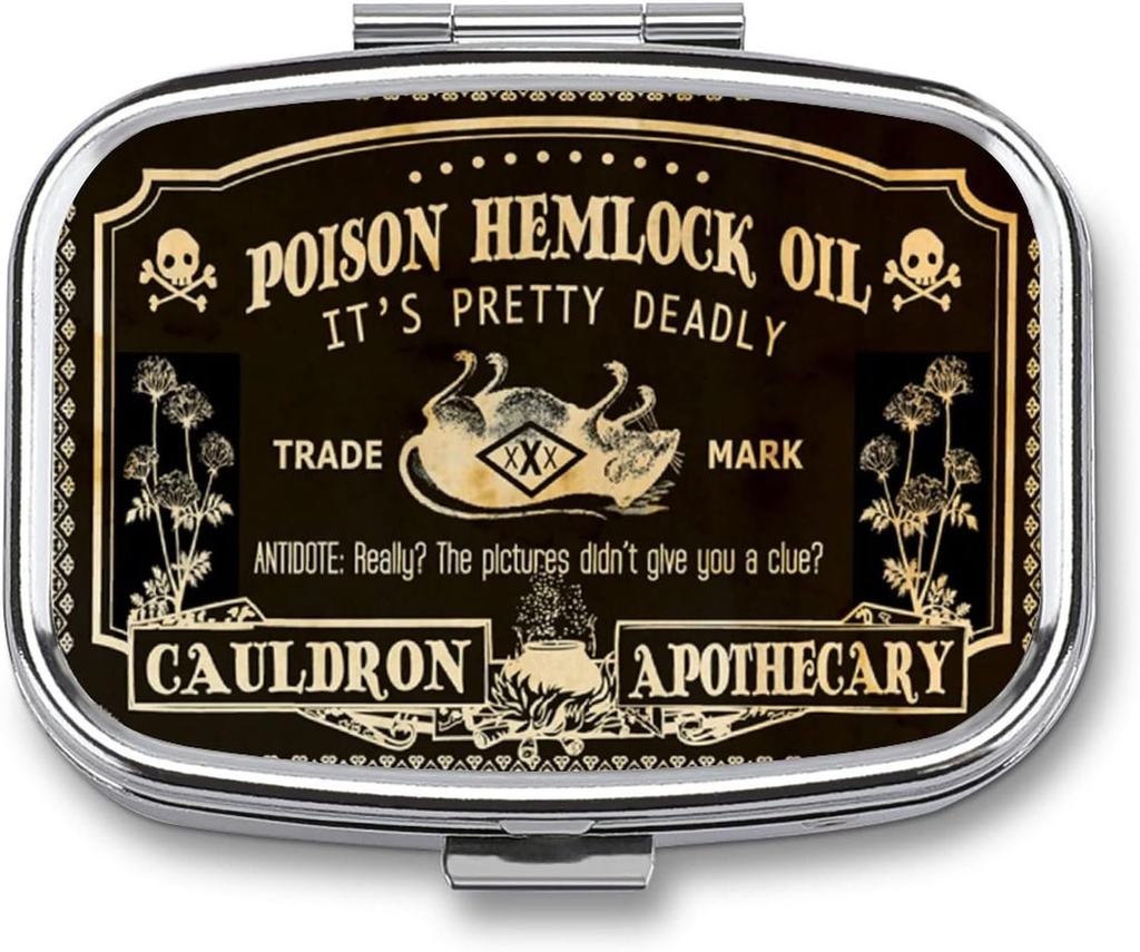 金属の2のコンパートメントの丸薬のオルガナイザーの旅行友好的な携帯用密集した丸薬箱のビタミン/魚油/補足/財布/ポケットのためのタブレット(ビンテージのポイソンのラベル)を握るかわいい丸薬箱