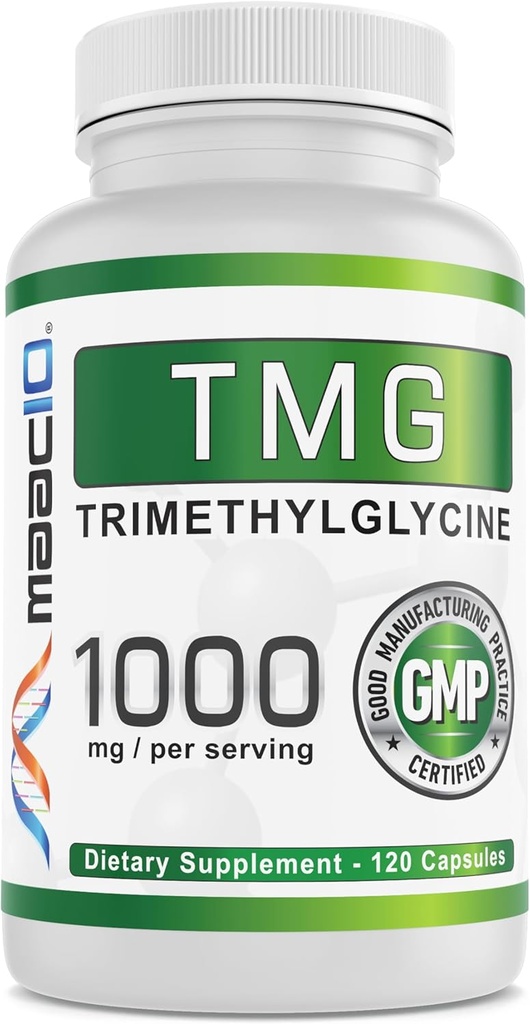 MAAC10 TMG 1000MG NSF認定サプリメント | Trimethylglycine or Betaine Anhydrous | メチル化、ホモシースタイン、肝臓サポート(120カプセル)
