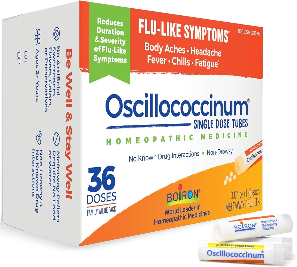 Boiron Oscillococcinumのフレーク症状、白、36カウントのホメオパシー薬