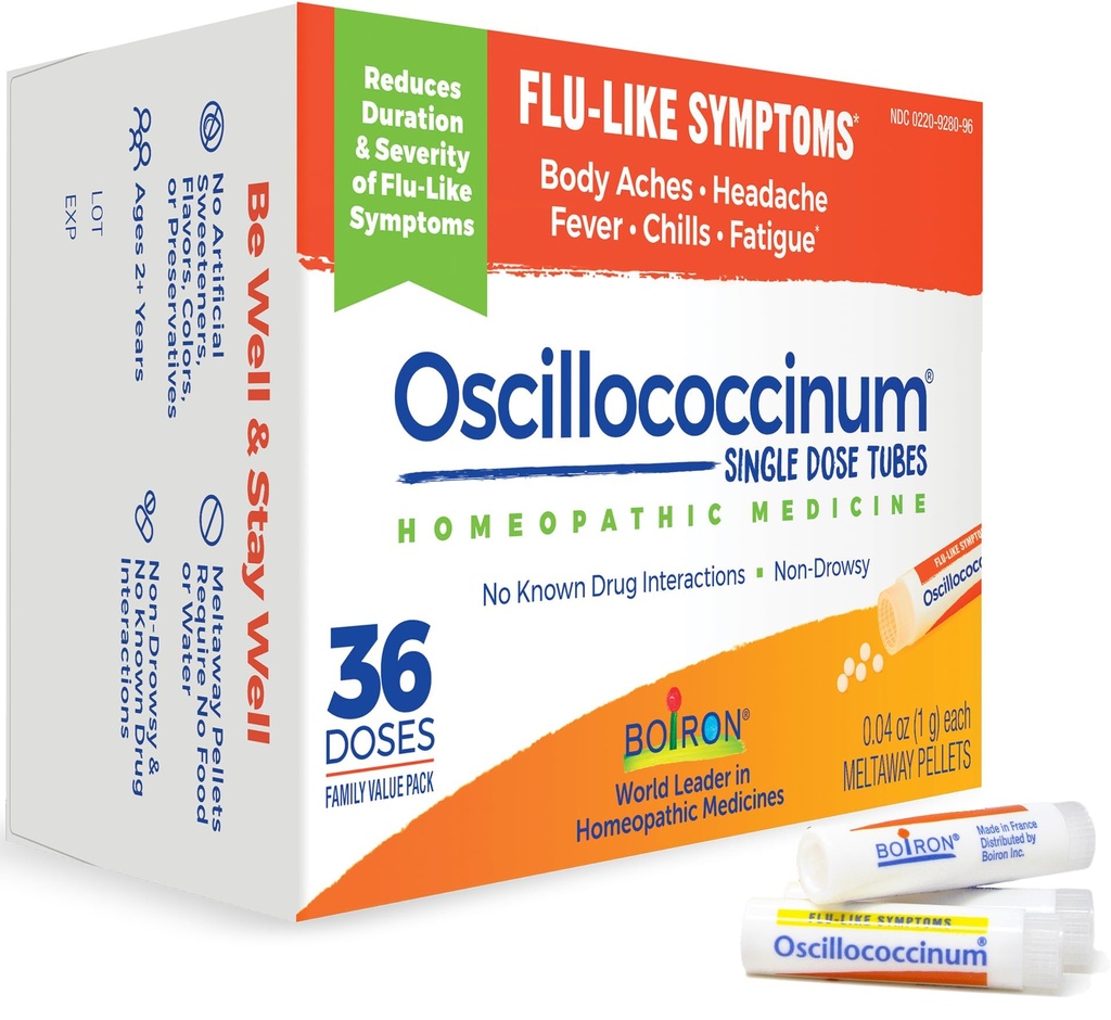 Boiron Oscillococcinumのフレーク症状、白、36カウントのホメオパシー薬