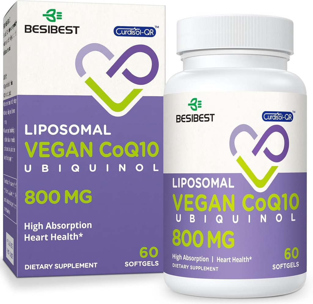 Liposomal Ubiquinol CoQ10 800のMGのSoftgel、高い吸収のCoQ10 Ubiquinolの補足、活動的なCoenzyme Q10 800mg、中心及び頭脳機能、エネルギー生産、60のビーガンSoftgelsのための強力な酸化防止剤
