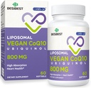 Liposomal Ubiquinol CoQ10 800のMGのSoftgel、高い吸収のCoQ10 Ubiquinolの補足、活動的なCoenzyme Q10 800mg、中心及び頭脳機能、エネルギー生産、60のビーガンSoftgelsのための強力な酸化防止剤