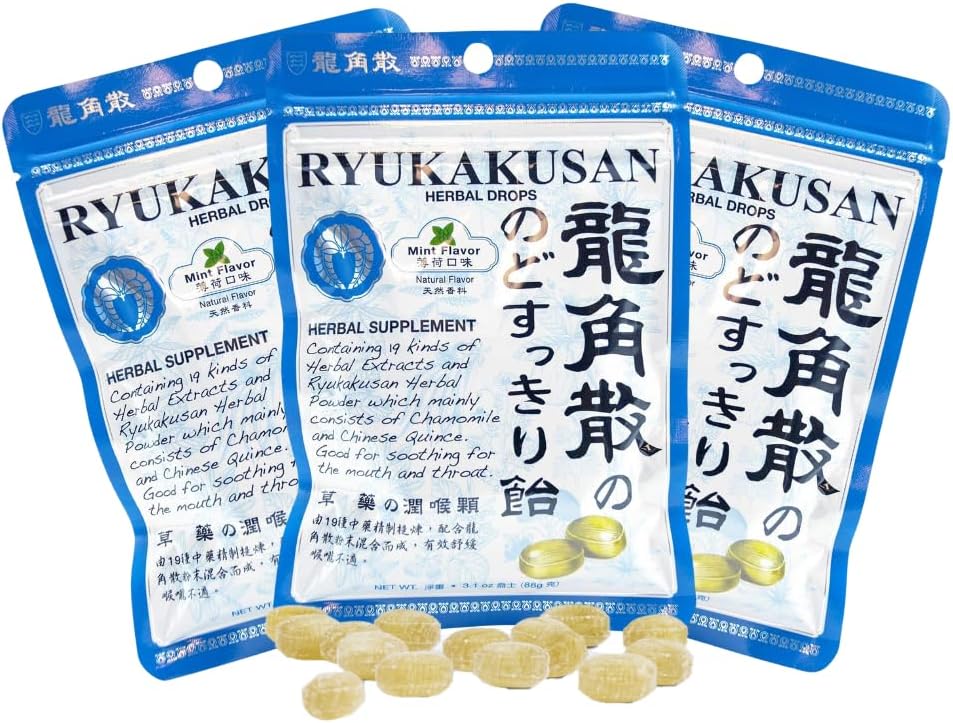 Solstice Medicine Company Ryukakusan Herbal Drops (Pack of 3) - Mint Flavor (Soothes Throat & Supports Respiratory)