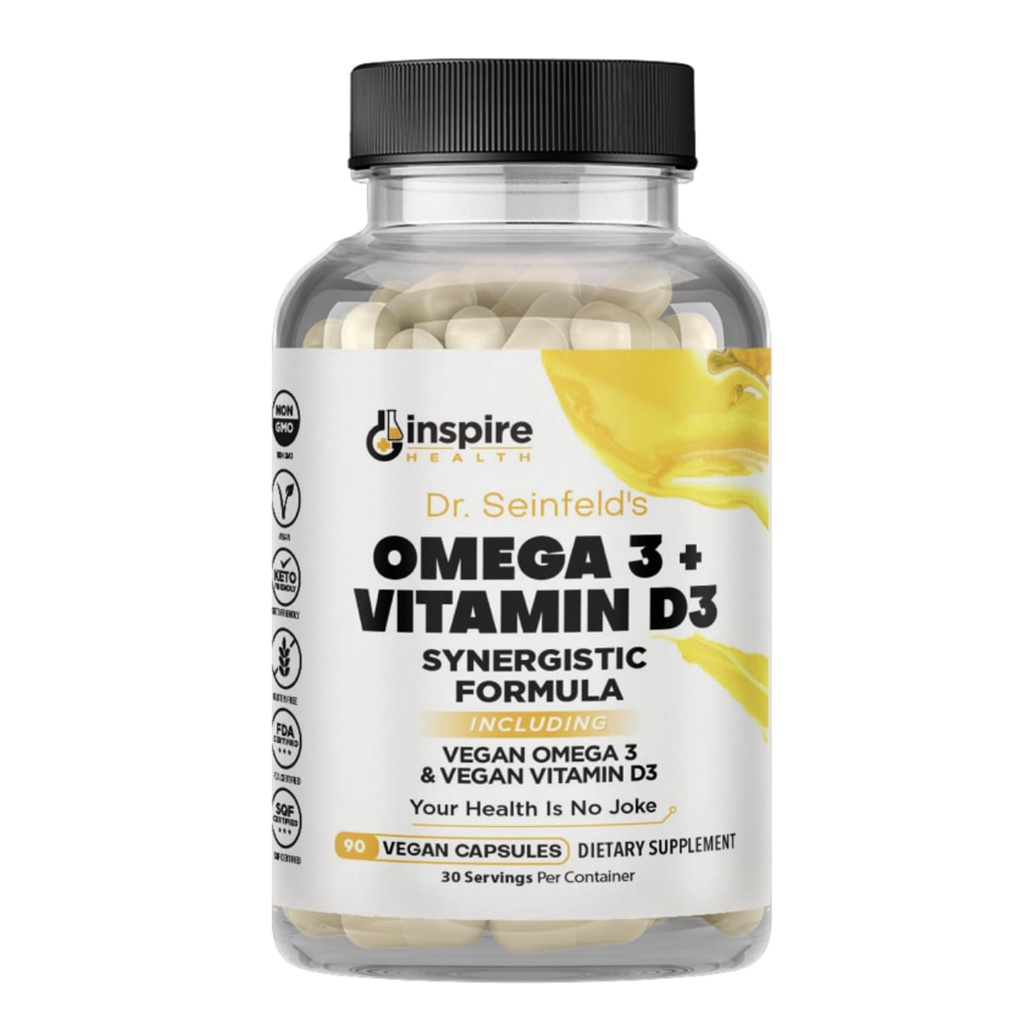 ボルド栄養ビーガンオメガ3とビタミンD3サプリメント90Ct