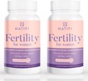 Natifi (2 Bottles Fertility Prenatal Vitamins Regulate Cycles Balance Hormones, Aid Ovulation. Conception Multivitamin for Women. 60 Caps Folic Acid, Myo Inositol, Vitex