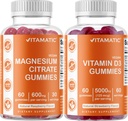 Vitamaticマグネシウム&ビタミンD3グミーコンボ - 60ビーガンカウント各