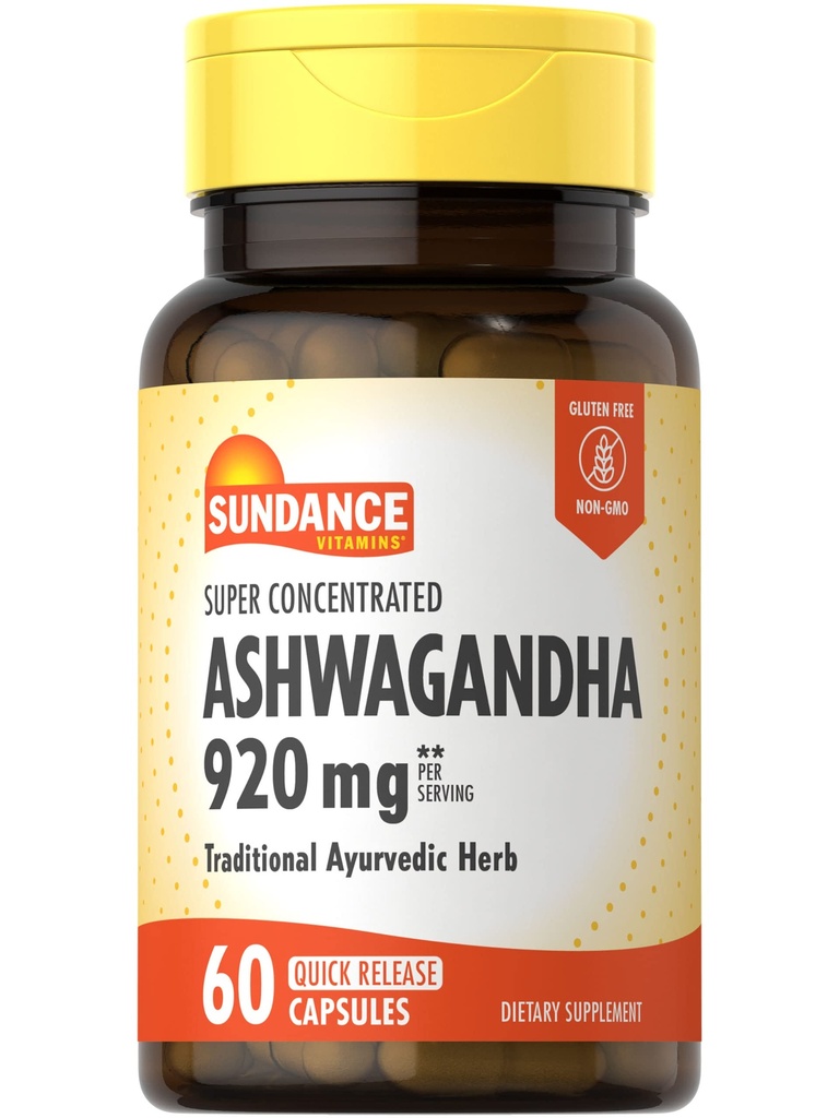Sundance Ashwagandha 920mg | 60カプセル | 超濃縮 | 伝統的アーユルヴェーダハーブ | 非GMO、グルテンフリーサプリメント