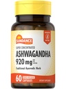 Sundance Ashwagandha 920mg | 60カプセル | 超濃縮 | 伝統的アーユルヴェーダハーブ | 非GMO、グルテンフリーサプリメント