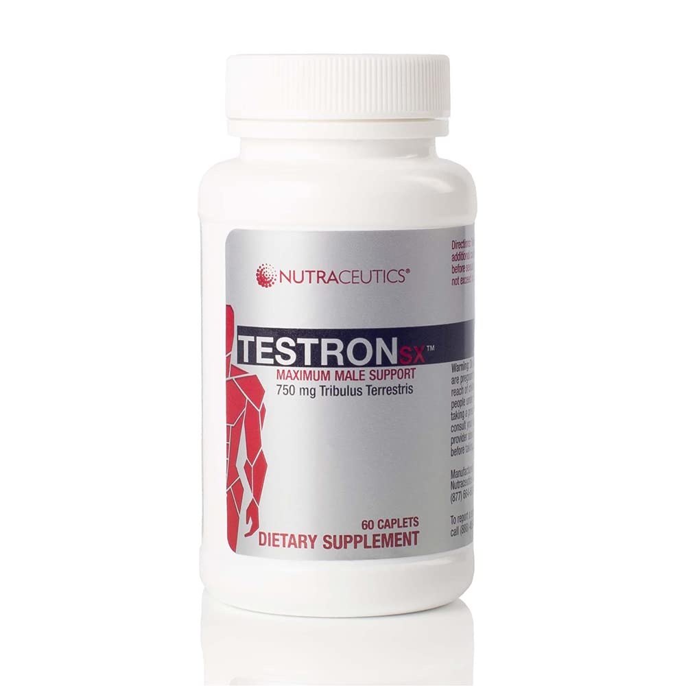 TestronSX - 750mg Tribulus Terrestrisとテストステロンサポート - 男性の死亡率をブーストし、スタミナとパフォーマンス - 60カプレット