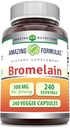 アメイジングフォーミュラ ブロムレイン 500mg 2400 GDU, Veggie Capsules | Non-GMO | グルテンフリー | アメリカ製 | ベジタリアンに最適(240カウント)