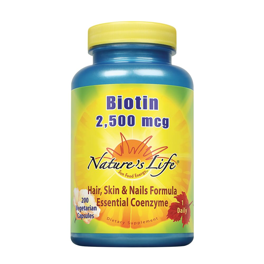 ネイチャーズライフ ビオチン2500mcg | ヘルシーヘア・スキン・ネイル・代謝サポート | ノンGMO | 200 野菜カプセル