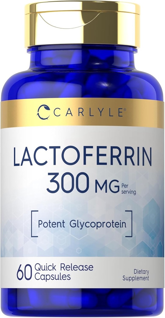 Carlyle Lactoferrin Supplement | 300mg | 60カプセル | ポーテント・グリコパク | ボーバイン | 非GMO、グルテンフリー