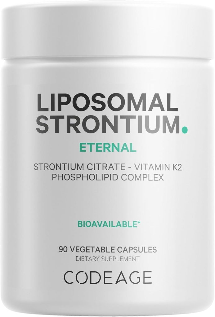 Codeage Liposomal Strontiumの補足-Strontiumのクエン酸塩、ビタミンK2 MK-7のLiposomal配達、非GMOのグルテンフリー- 90のカプセル