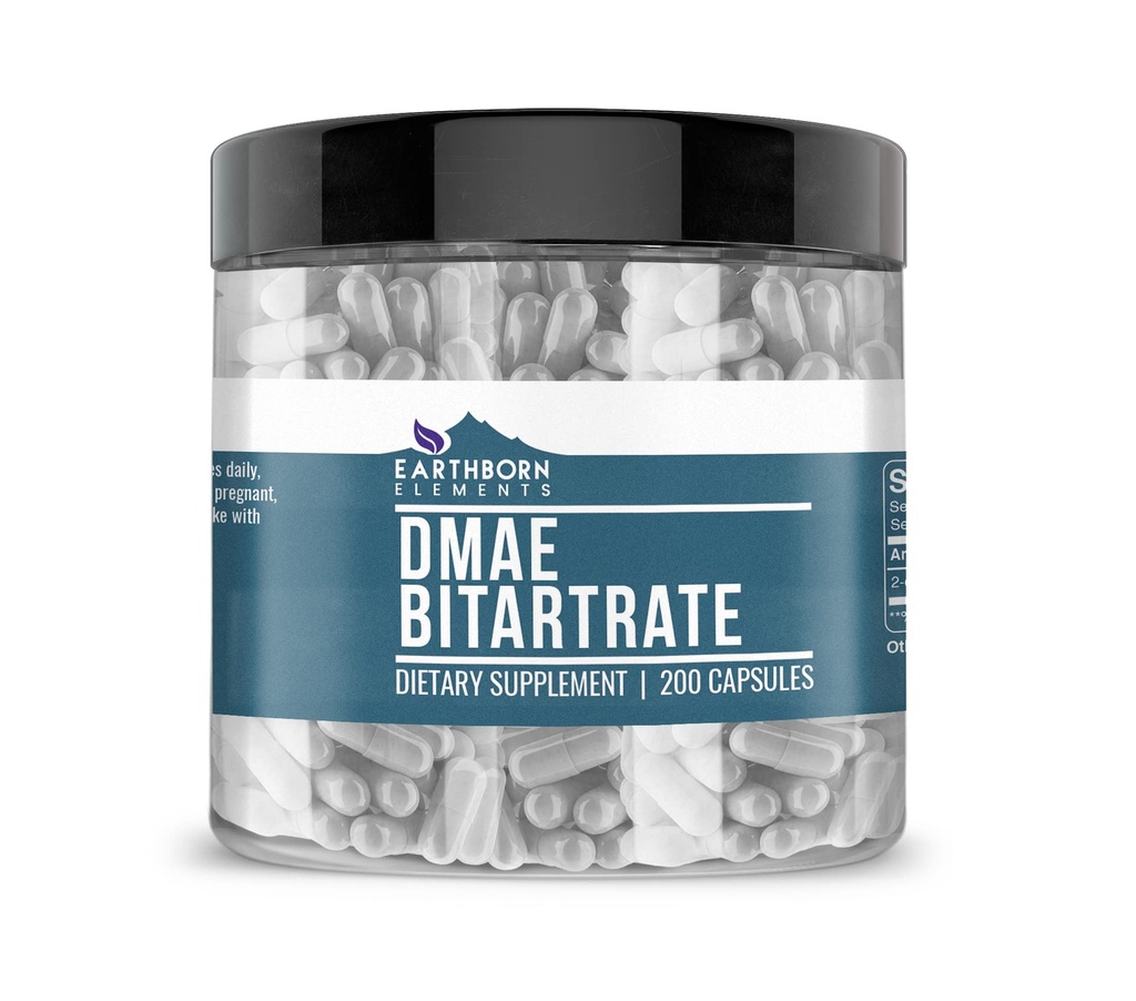 地球の要素 DMAE の Bitartrate 200 のカプセル、純粋及びUndiluted、添加物無し