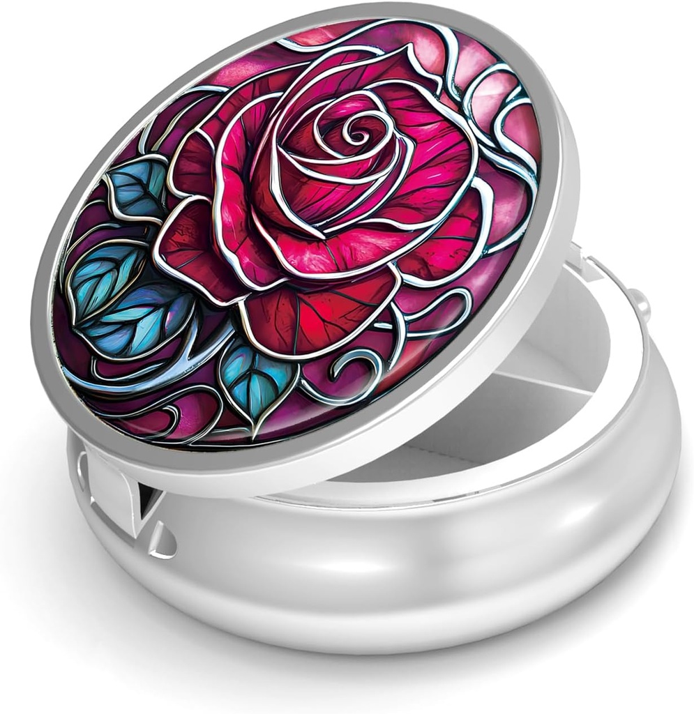 Pill Box-3 Compartment パーパス&ポケットミニメタルピルホルダー トラベルピルコンテナ サプリメント ビタミンBPAフリー(ローズ)を保持する