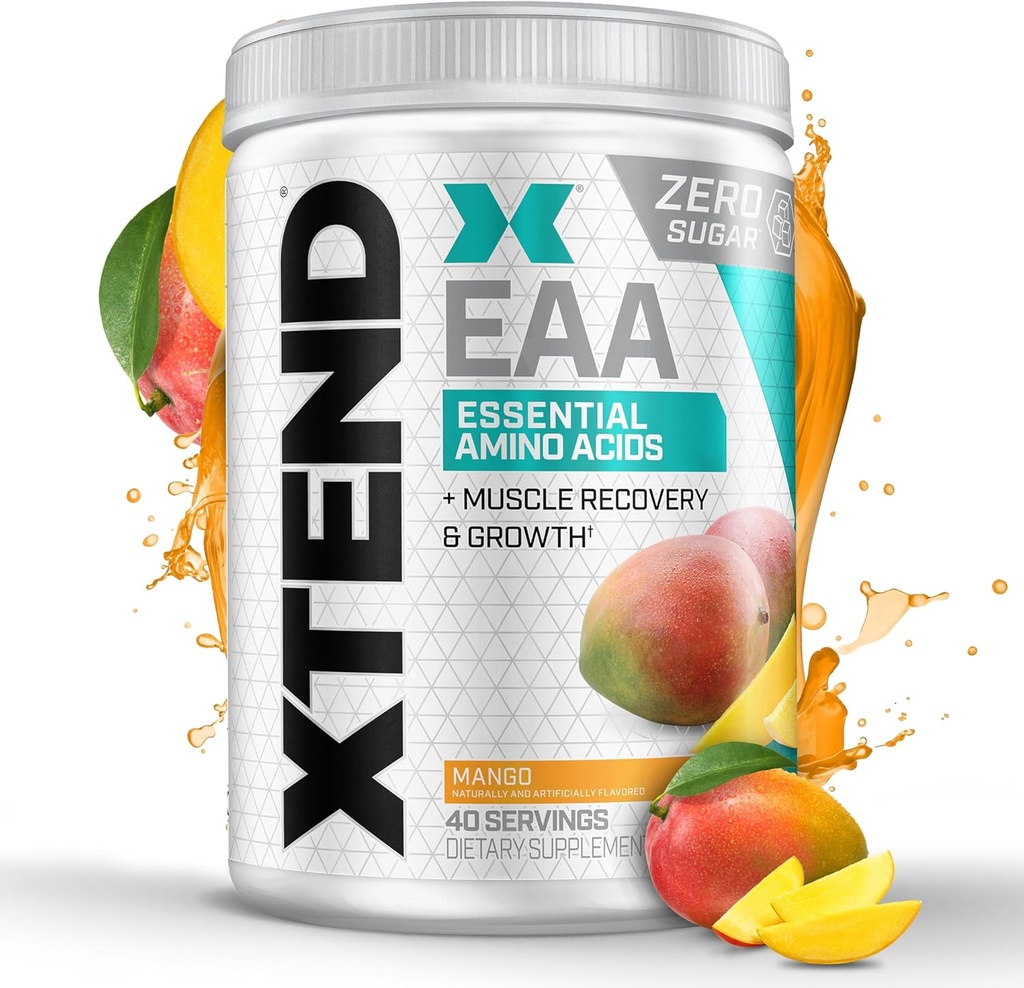 Xtend Scivation EAA + BCAAパウダー | 筋肉の回復 & リーン 筋肉の成長 | 9 イントラワークアウトまたはポストワークアウトの回復のためのエッセンシャル アミノ 酸 | 10g EAA 2 食用 | マンゴ 40 サービング