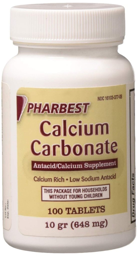 Pharbestの炭酸カルシウムのAntacidおよびCalciumの補足10の穀物- HARBESTによる100のタブレット