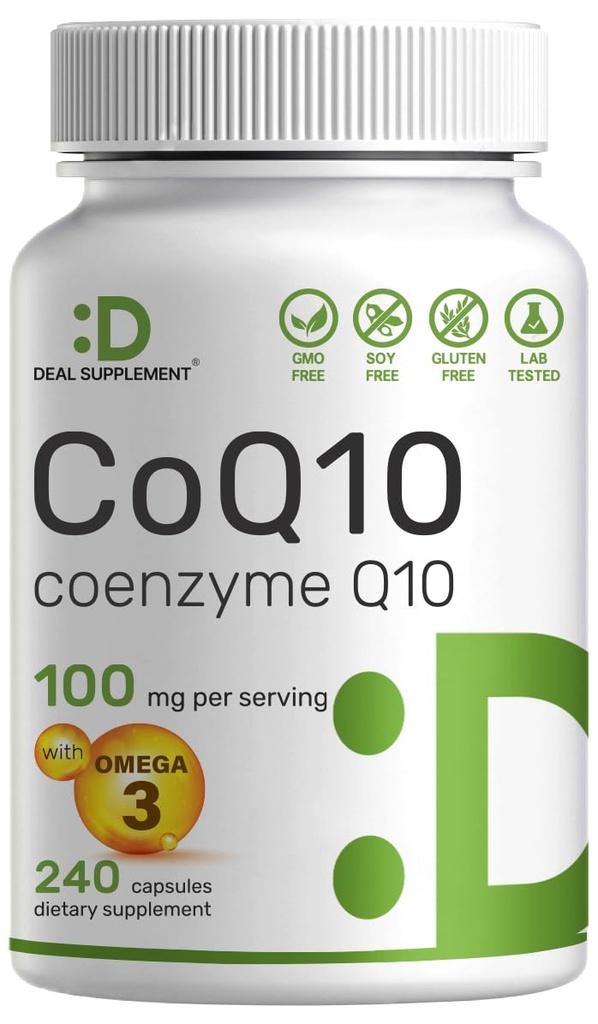 オメガ3100mg、240カプセル入り DEAL SUPPLEMENT COQ10100mg|バイオアベイラブル 補酵素Q10フォーミュラ|非GMO