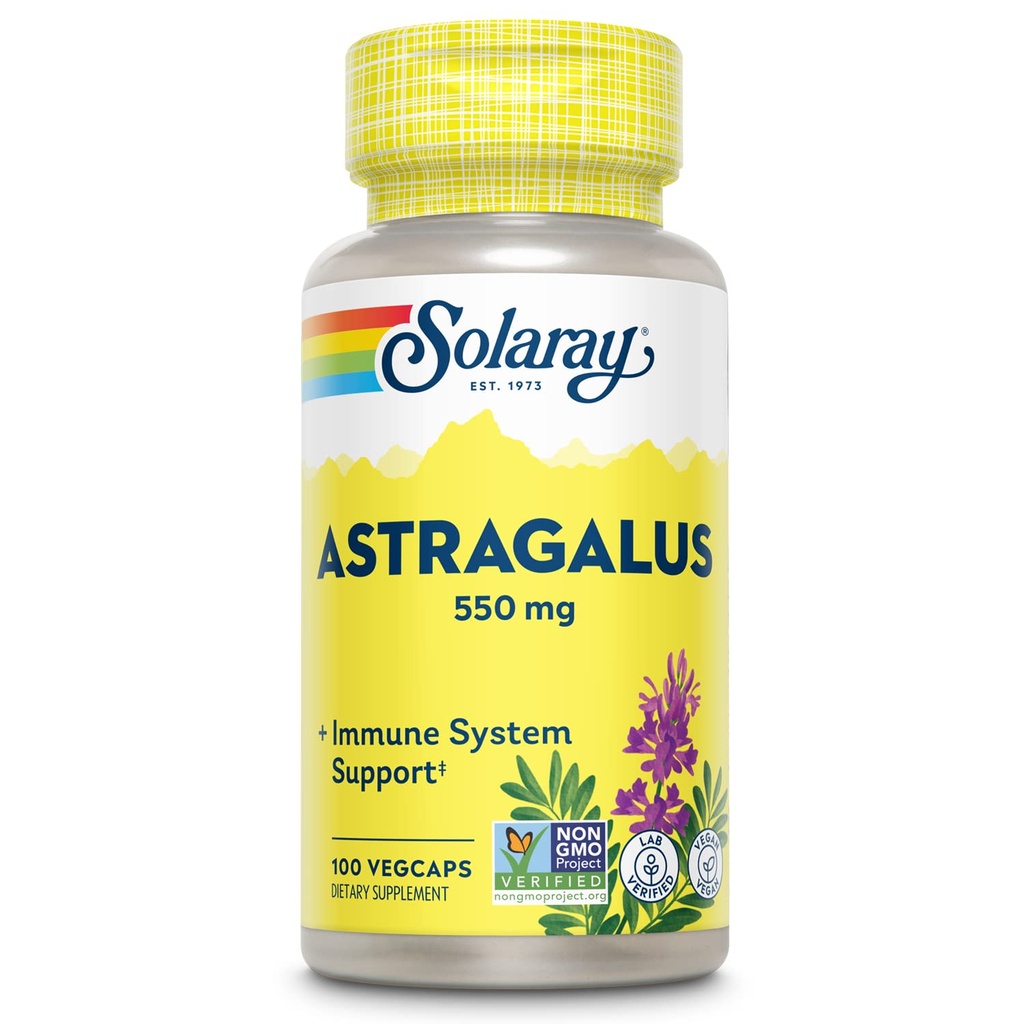 SOLARAY Astragalus Root 550mg | 健康免疫機能 & ストレスサポート | 適応性ハーブ | GMO・ヴィーガン | 100 VegCaps