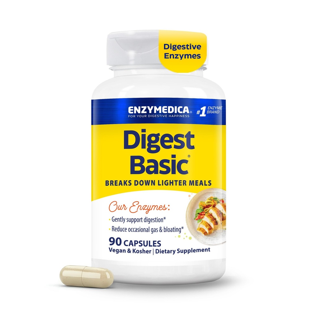 Enzymedica ダイジェスト ベーシック, 敏感な胃のための消化酵素, 迅速な作用のガス & 呼吸の救済を提供, 90 カウント