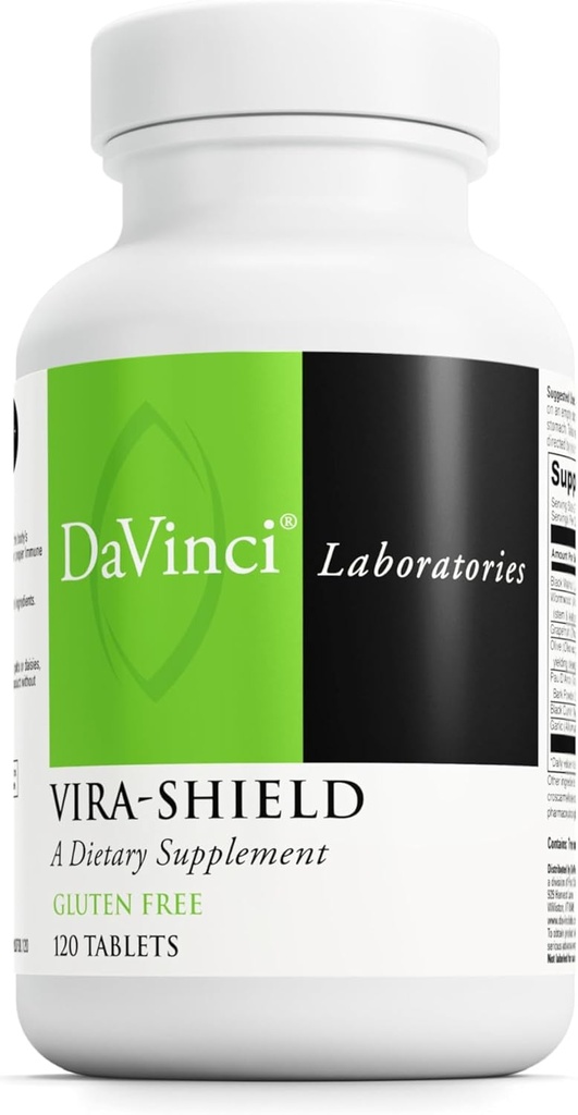 DAVINCI Labs Vira-Shield - Detox、免疫システムおよび健康なGI機能をサポートする栄養補助食品* - ブラッククルミ、ワームウッド、オリーブリーフ、PAU D'Arco、およびその他 - グルテンフリー - 120錠